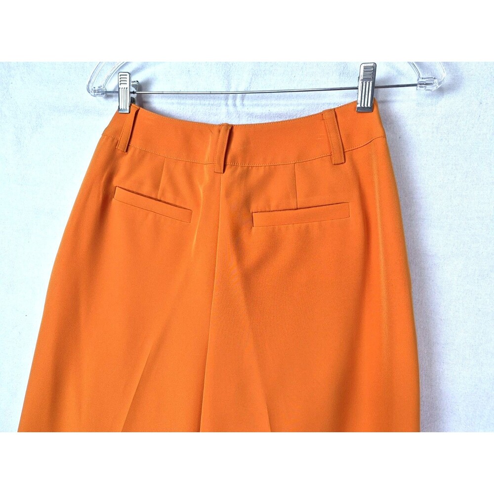 Karl Lagerfeld High Waisted Wide Leg Trouser Pants Pleated Flowy Orange Preppy - Picture 7 of 10
